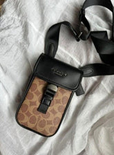 Coach  Racer  Phone  Crossbody  Bag  Brown  Canvas  With  OG  Box  Dust  Bag  CT885