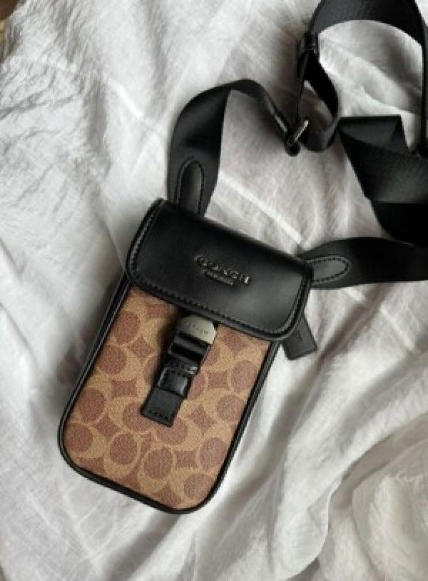 Coach  Racer  Phone  Crossbody  Bag  Brown  Canvas  With  OG  Box  Dust  Bag  CT885
