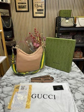 GUCC  I ATTACHE LEATHER LARGE SHOULDER BAG WITH BOX AND DUST BAG (APRICOT) (S18)