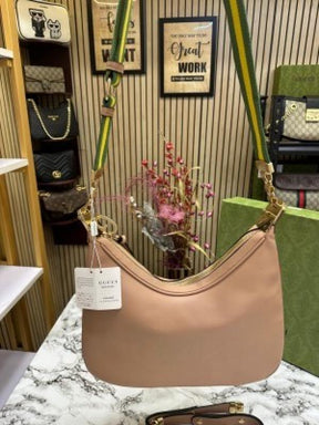 GUCC  I ATTACHE LEATHER LARGE SHOULDER BAG WITH BOX AND DUST BAG (APRICOT) (S18)
