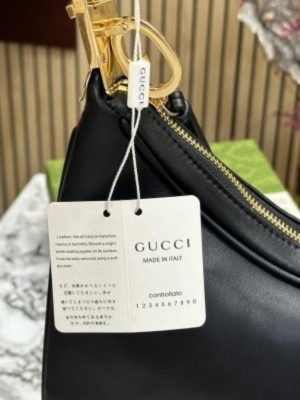 GUCC  I ATTACHE LEATHER LARGE SHOULDER BAG WITH BOX AND DUST BAG (BLACK) (S18)