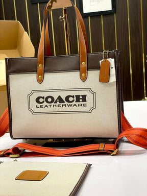 Coach  field  30  canvas  tote  bag  with  og  box