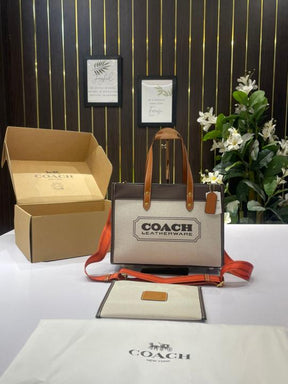 Coach  field  30  canvas  tote  bag  with  og  box