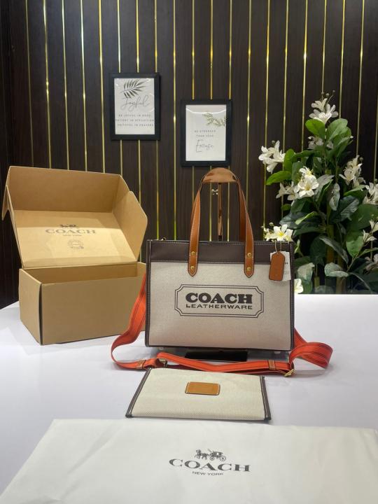 Coach  field  30  canvas  tote  bag  with  og  box