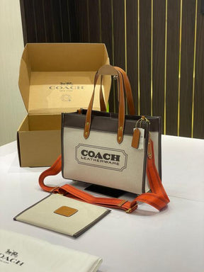 Coach  field  30  canvas  tote  bag  with  og  box