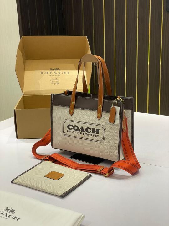 Coach  field  30  canvas  tote  bag  with  og  box