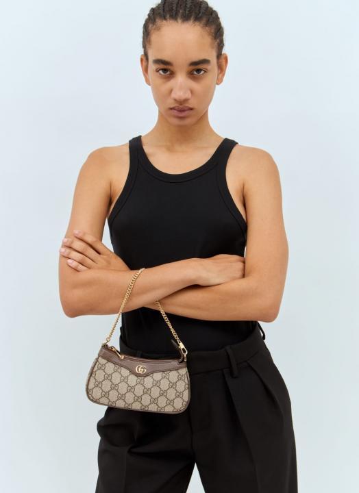 Gucci  Ophidia  Mini  GG  Canvas  Chain  Shoulder  Bag  With  OG  Box  &  Dust  Bag  88333  Brown  With  Khakhi