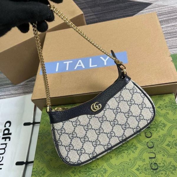 Gucci  Ophidia  Mini  GG  Canvas  Chain  Shoulder  Bag  With  OG  Box  &  Dust  Bag  88333  Black