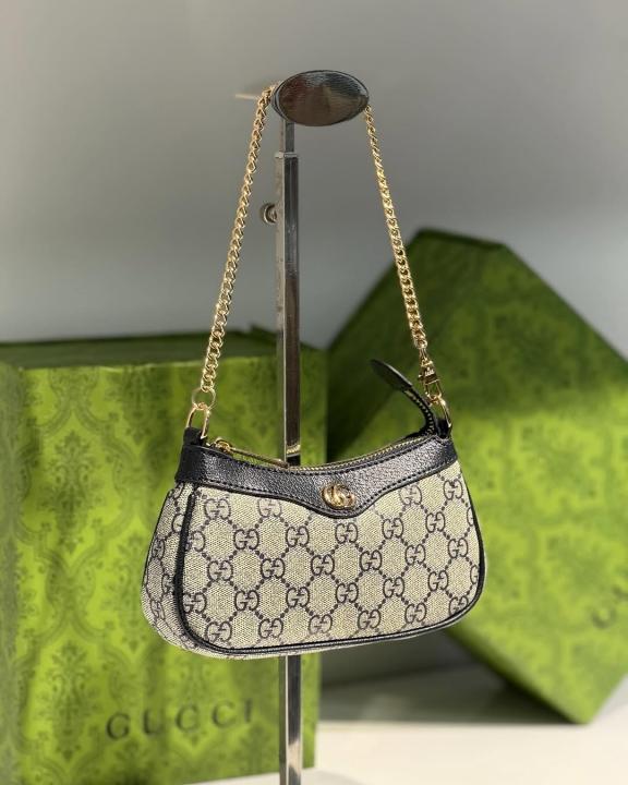 Gucci  Ophidia  Mini  GG  Canvas  Chain  Shoulder  Bag  With  OG  Box  &  Dust  Bag  88333  Black
