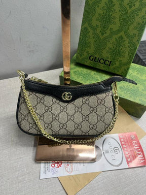 Gucci  Ophidia  Mini  GG  Canvas  Chain  Shoulder  Bag  With  OG  Box  &  Dust  Bag  88333  Black