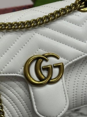 GUCC  I MARMONT DOUBLE BOX PREMIUM QUALITY WITH DUST BAG AND BILL INCLUDING CARRY BAG (WHITE) 8257