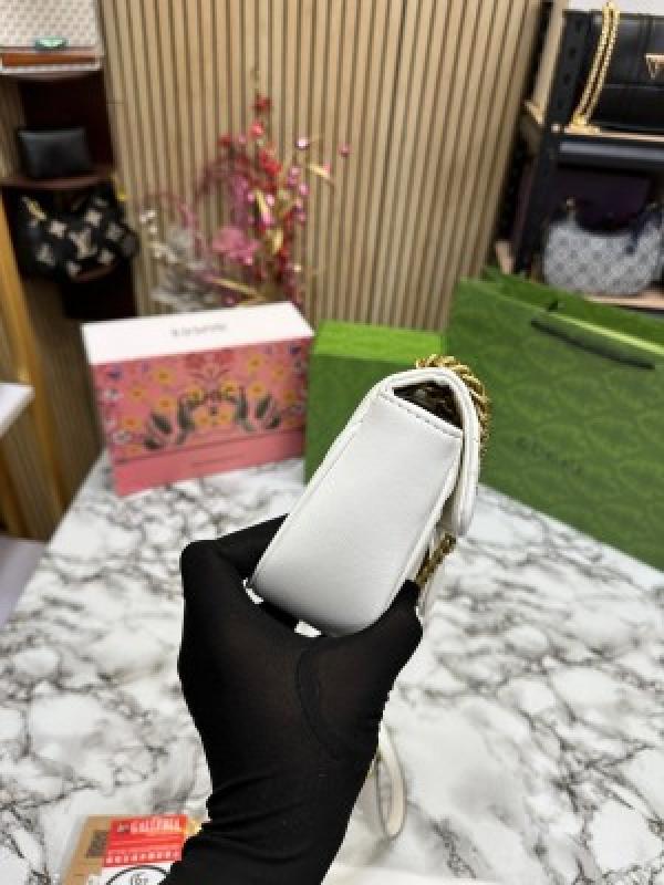 GUCC  I MARMONT DOUBLE BOX PREMIUM QUALITY WITH DUST BAG AND BILL INCLUDING CARRY BAG (WHITE) 8257