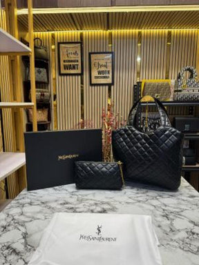 Yves Saint Laurent YSL Maxi Tote Bag With Wallet Including Box And Dust Bag (Black) DAMAGE BOX