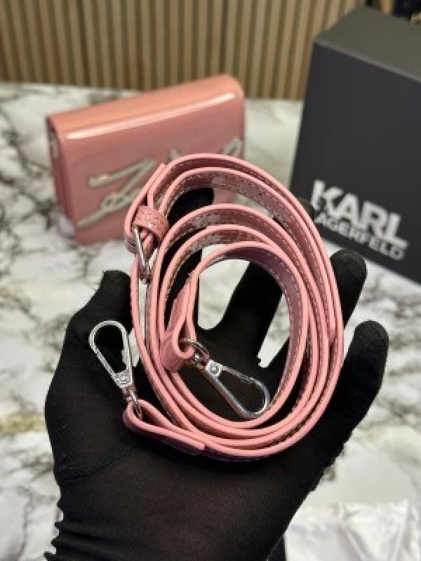 KARL LAGERFELD WOMENS KSIGNATURE GLOSSY SHOULDER BAG (PINK)
