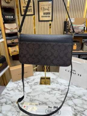 Coach  Morgan  Suare  Crossbody  In  Colorblock  Signature  Canvas  With  Box  And  DustBag  Including  CarryBag  (Coffee)