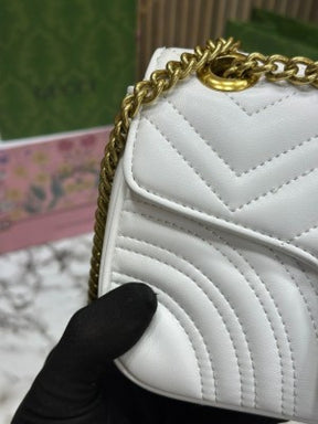 Gucci  Gg  Marmont  Shoulder  Bag  With  Double  Box  Carry  Bag  And  Dust  Bag  (White)