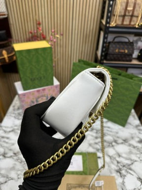 Gucci  Gg  Marmont  Shoulder  Bag  With  Double  Box  Carry  Bag  And  Dust  Bag  (White)
