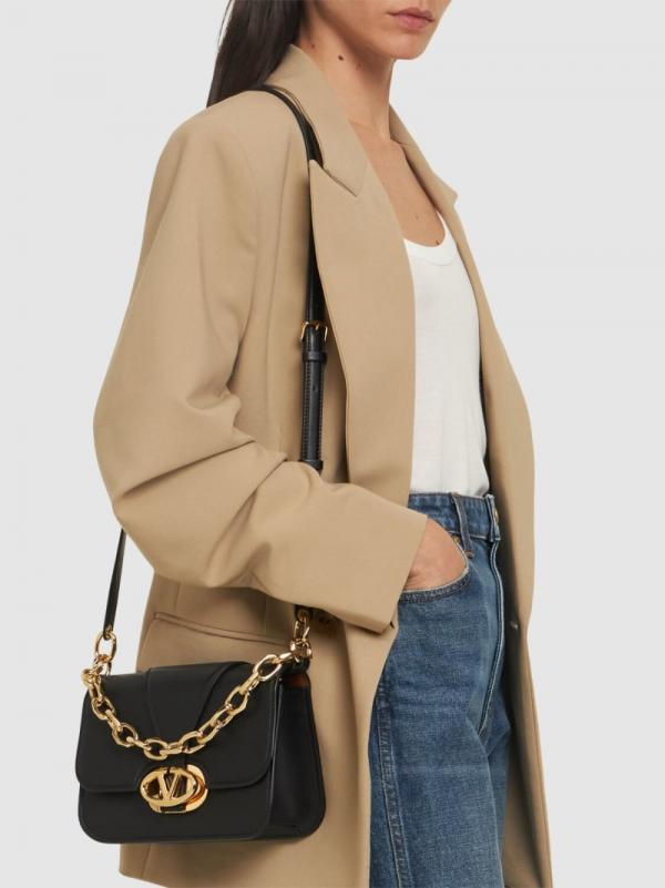 valentin  o garavani small vlogo oclock leather shoulder bag with box 512