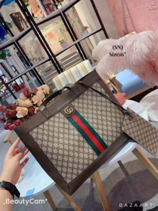 GUCCI  CANVAS  LEATHER  TOTE  BAG  WITH  POUCH  5159