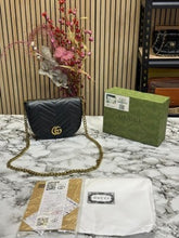 GUCC  I GG MARMONT BLACK MATELASSE CHAIN MINI BAG (BLACK) DAMAGE