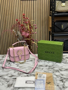 GUCC  I OPHIDIA GG SLING BAG WITH OG BOX AND DUST BAG (PINK) (S16)
