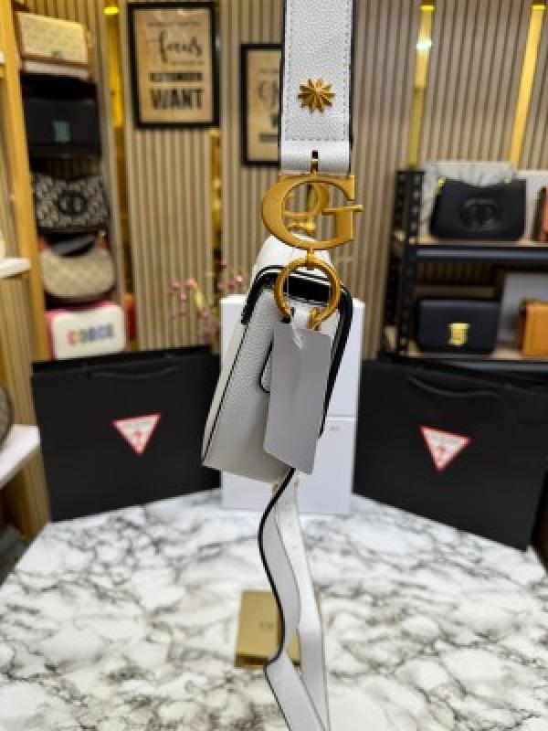 Guess G dream Flap Shoulder Crossbody Bag With Box And Dust Bag Including CarryBag (White)