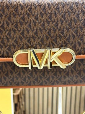 MICHAEL  KORS MK PARKER LEATHER SHOULDER BAG WITH OG BOX AND DUST BAG WITH SHOULDER STRAP WITH CARRY BAG (BROWN)