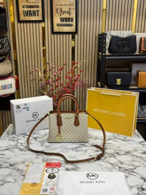 Michael  Kors Camille Satchel Bag With Box And Dust Bag Including CarryBag (Beige)