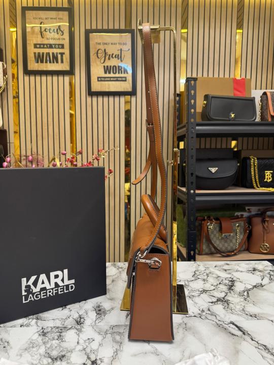 Karl lagerfeld KKushion Pleated Shoulder Bag With Box And Dust Bag (Brown)