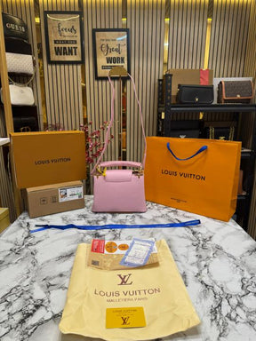 Louis  Vuitton Capucines bag V Shaped With Double Og Box And Dust Bag Including Carry Bag (Pink)