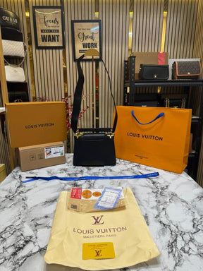Louis  Vuitton Capucines bag V Shaped With Double Og Box And Dust Bag Including Carry Bag (Black)