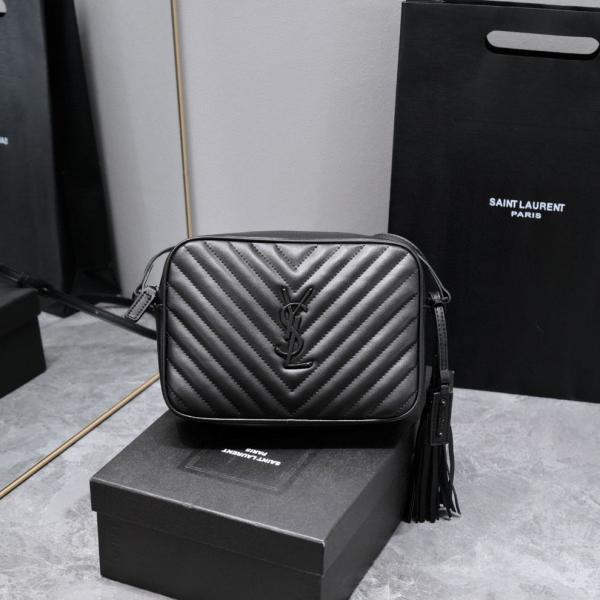 YSL Saint Laurent Paris Black Leather Lou Camera Bag With OG Box & Dust Bag 6054