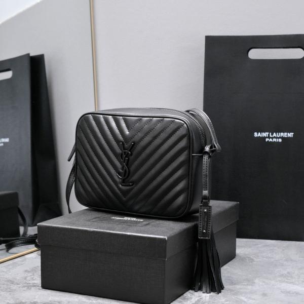 YSL Saint Laurent Paris Black Leather Lou Camera Bag With OG Box & Dust Bag 6054