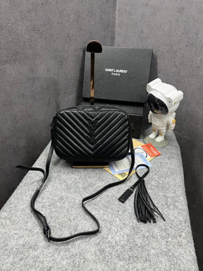 YSL Saint Laurent Paris Black Leather Lou Camera Bag With OG Box & Dust Bag 6054