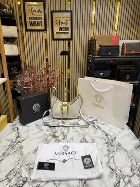 Versace Jeans Couture Logo Plaque Shoulder Bag (White)