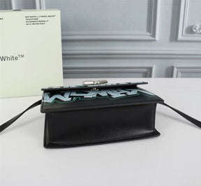 Off White Leather Hand Held Black Graffity Jitney 1.4 Shoulder Bag (8853 Black Graffity)