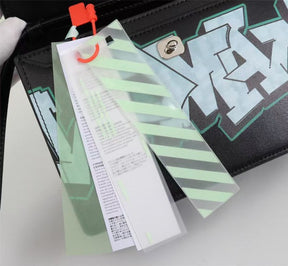 Off White Leather Hand Held Black Graffity Jitney 1.4 Shoulder Bag (8853 Black Graffity)