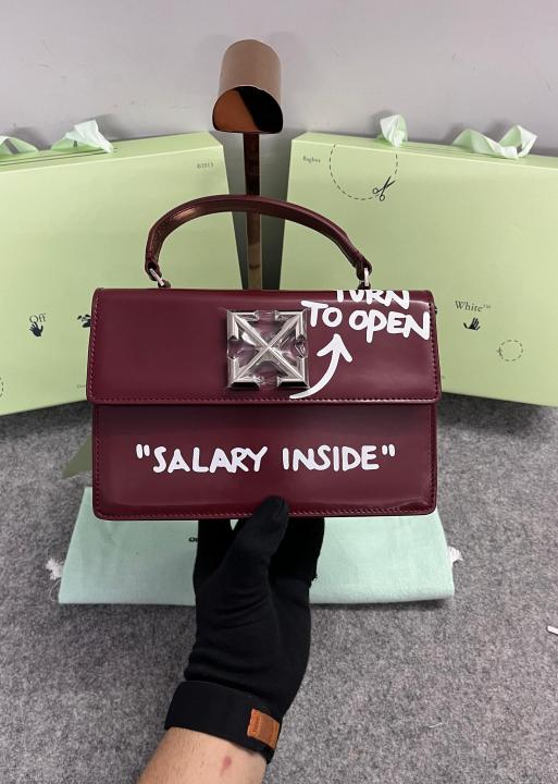 Off White Leather Salary Inside Jitney 1.4 Shoulder Bag (Cherry Red 88534)