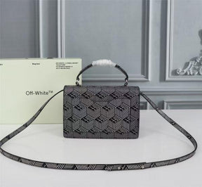Off White Leather Blue White Monogram Jitney 1.4 Shoulder Bag (Blue White 8853)