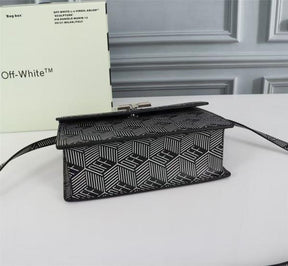 Off White Leather Blue White Monogram Jitney 1.4 Shoulder Bag (Blue White 8853)
