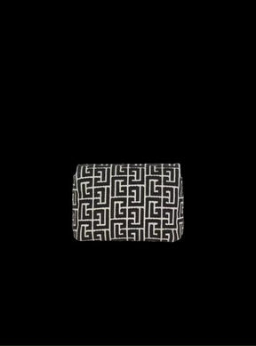 Balmain  1945  Soft  Mini  Bag  Jacquard  Monogram  With  OG  Box  &  Dust  Bag  Black  396