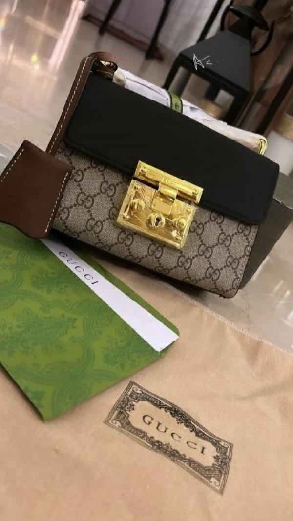 GUCCI  PADLOCK  SHOULDER  BAG  WITH  DOUBLE  OG  BOX  DUST  BAG  (ORANGE)  1826