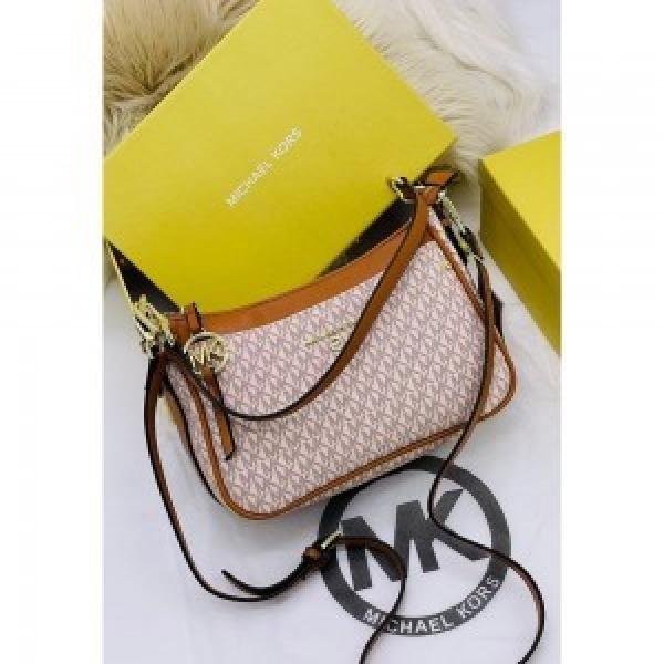 MICHAEL KOR  S JET SET MEDIUM LOGO SHOULDER SLING WITH OG BOX AND DUST BAG (BIEGE BROWN)284