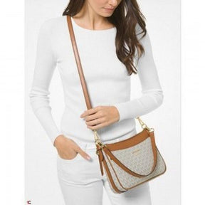 MICHAEL KOR  S JET SET MEDIUM LOGO SHOULDER SLING WITH OG BOX AND DUST BAG (BIEGE BROWN)284