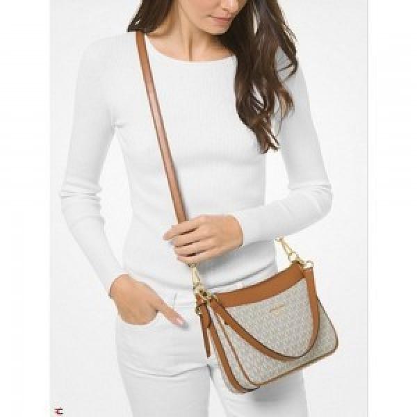 MICHAEL KOR  S JET SET MEDIUM LOGO SHOULDER SLING WITH OG BOX AND DUST BAG (BIEGE BROWN)284