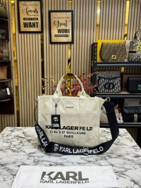 Karl Lagerfeld K Essential Square Tote Bag (White)