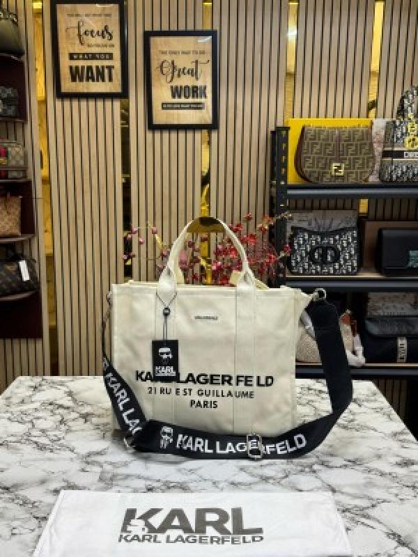 Karl Lagerfeld K Essential Square Tote Bag (White)