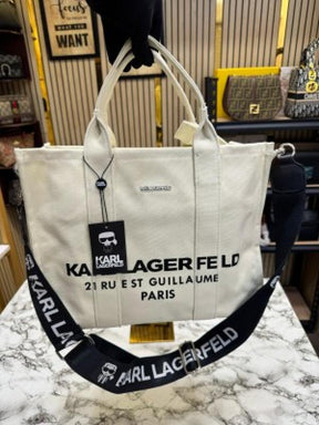 Karl Lagerfeld K Essential Square Tote Bag (White)