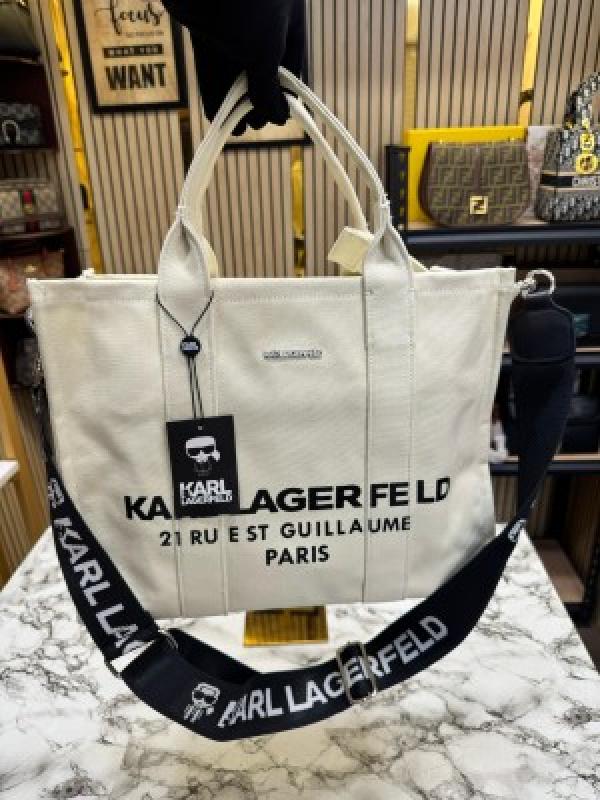 Karl Lagerfeld K Essential Square Tote Bag (White)