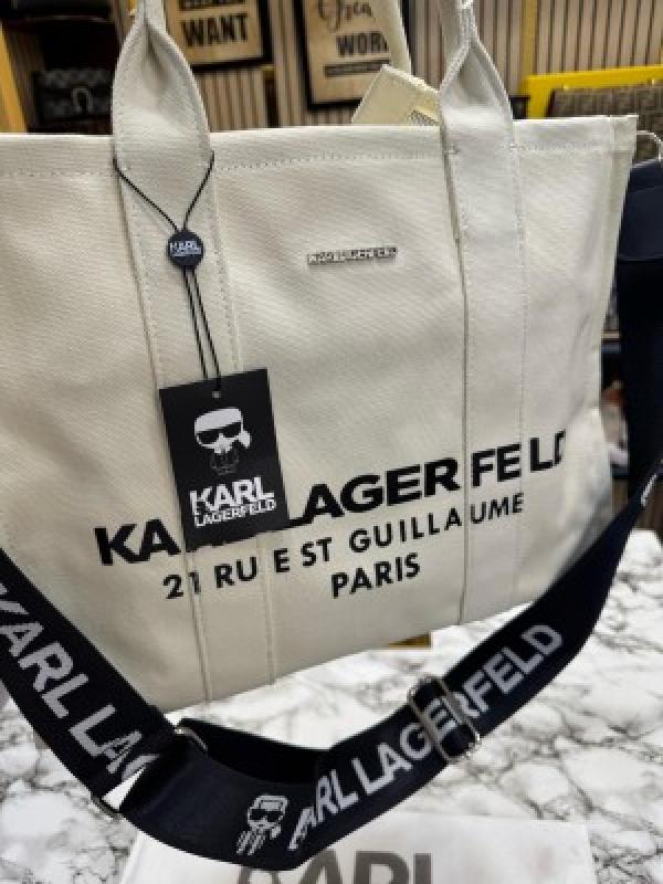 Karl Lagerfeld K Essential Square Tote Bag (White)